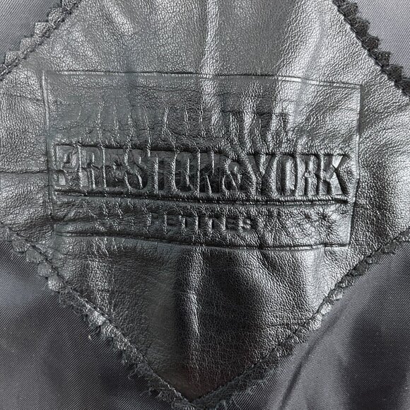 Preston & York Jacket Women Medium Petite Black Leather Y2K Classic‎ Coat VTG - Picture 7 of 14